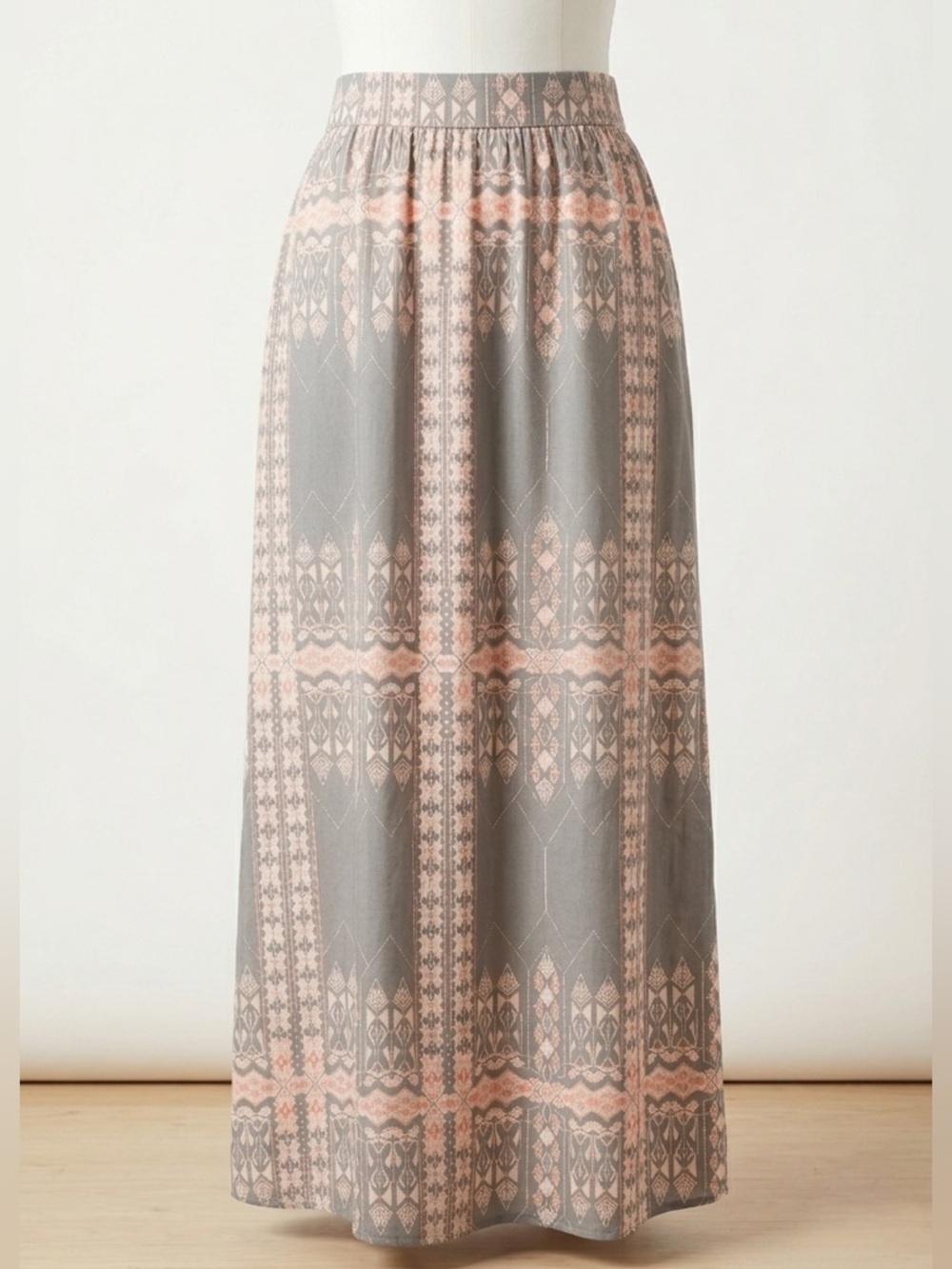 Olive and Oak Grey Pink Geometric Boho Print Maxi Skirt with Pockets Size Large